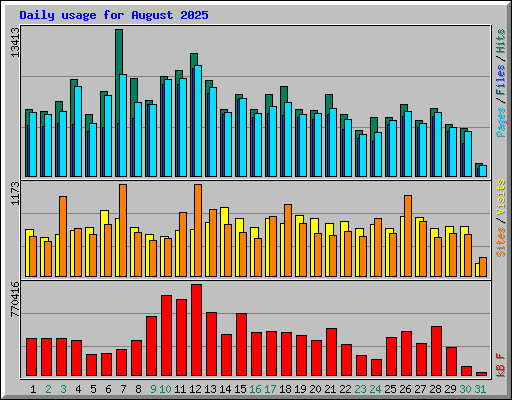 Daily usage for August 2025