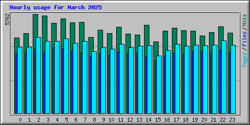 Hourly usage for March 2025